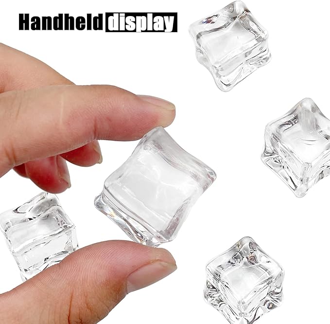 Fake Ice Cubes, 50 pcs 1" Artificial Plastic Ice Cube, 25 mm Acrylic Crystal Diamonds for Vase Fillers, Party Favor, Wedding Decoration, Photography Props, Food Display
