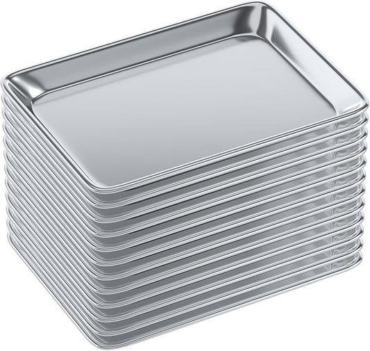 Pack of 12 | 10 in. x 13 in. Quarter Size Aluminum Bun. / Sheet Pan | Ideal for baking, roasting, cooling, prepping, or storing - a must-have in restaurants, bakeries, and busy kitchens.