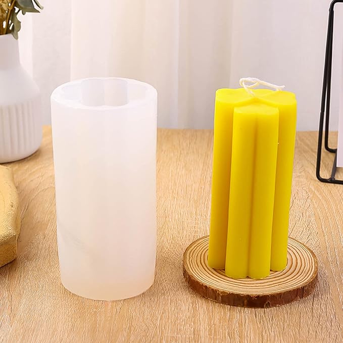 Four Leaf Clover Cylinder Silicone Candle Mold Silicone Soap Mold Fondant Chocolate Cake Candy Mould Epoxy Resin Casting Mold DIY Wax,Polymer Clay