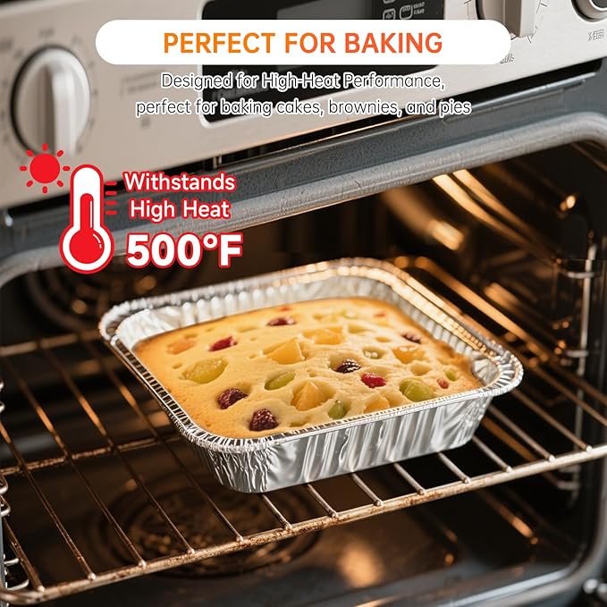 8x8 Aluminum Pans with Clear Lids - 20 Pack Disposable Baking Pans, Heavy Duty Tin Foil Trays for Cake Baking, Cooking, Heating, Storing, Prepping Food