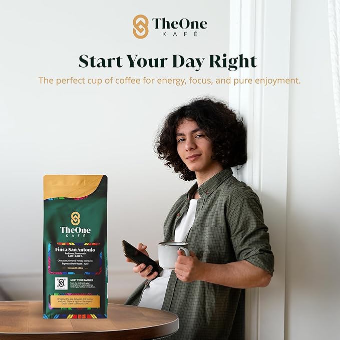 TheOne Kafé Guatemala Dark Roast Ground Coffee – Organic, Single Origin, Premium Specialty Coffee and Ethically Sourced – Fresh Roasted for Espresso, Drip, Pour Over – 12 oz (Pack of 2)