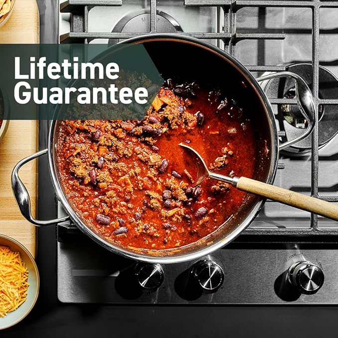 HexClad Hybrid Nonstick 7-Piece Cookware Set, 2Qt Pot with Lid, 8Qt Pot with Lid, and Tabletop Salt and Pepper Grinder Set, Stay-Cool Handles, Dishwasher and Oven-Safe, Induction Ready