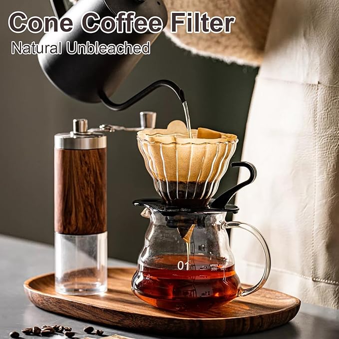 200 Count Coffee Filter #2, 2 Coffee Filters Cone Unbleached Disposable Coffee Filters 2 Cone Paper Fits for Drip and Compatible with Pour Over Coffee Maker(2-6 Cup)