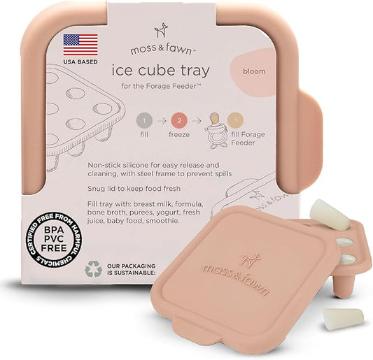 Moss and Fawn Ice Cube Tray - Forage Feeder Freezer & Teething Popsicle Mold for Breast Milk, Formula, Bone Broth, Purees, & Baby Food - BPA, Lead, & PVC-Free - Bloom