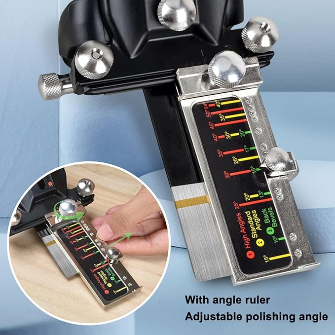 Honing Guide Tool, Aluminum Alloy Chisel Sharpening Kit Manual Angle Adjustable Woodworking Chisel Sharpening Kit Chisel Sharpening Jig for Wood Chisel, Planer, Blade, Graver