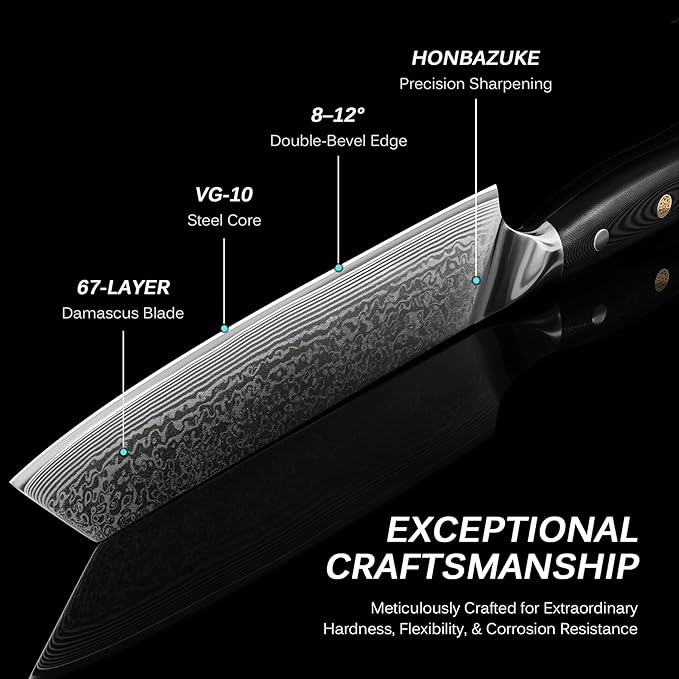 KYOKU Kiritsuke Chef Knife 8.5" - Shogun Series - Japanese VG10 Steel Core Forged Damascus Blade - with Sheath & Case