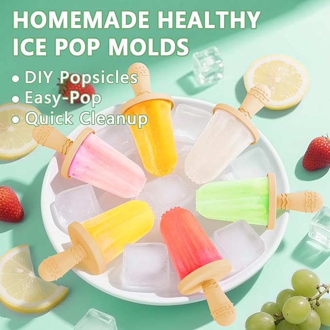 Silicone Popsicle Molds for Toddlers, 6-Cavity x 2oz Food-Grade Ice Pop Mold, Reusable DIY Fresh Fruitsicle Frozen Treats Maker (RED)