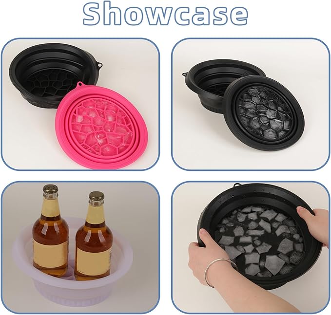 Face Bowl for Ice With Built-in Ice Tray, Collapsible Silicone Ice-Bath Face Bowl, Small Reusable Face-Ice Plunge Bowls, Perfect for Home Use, Camping, Travel (Red)