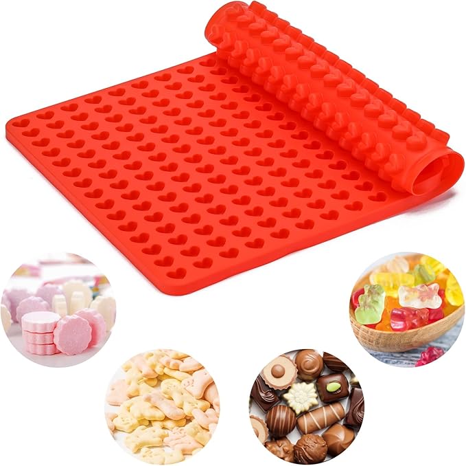 2 Pcs Mini Silicone Heart Molds, 255-Cavity Heart Shaped Chocolate Molds for Baking, Candy, Wax Melts Beads, Ice Cubes, Homemade Dog Training Treats