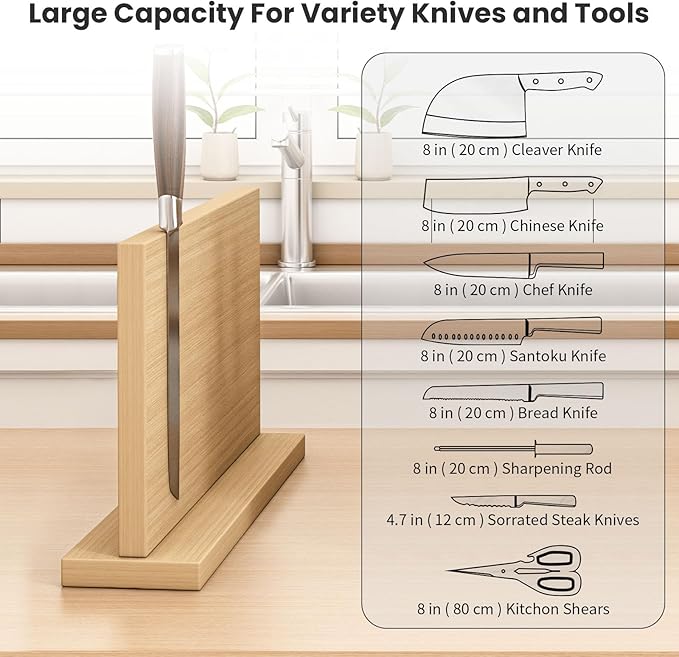 Extra Large Magnetic Knife Holder, Double-Sided Magnetic Knife Block Universal Multi-function Display Rack for Kitchen Counter