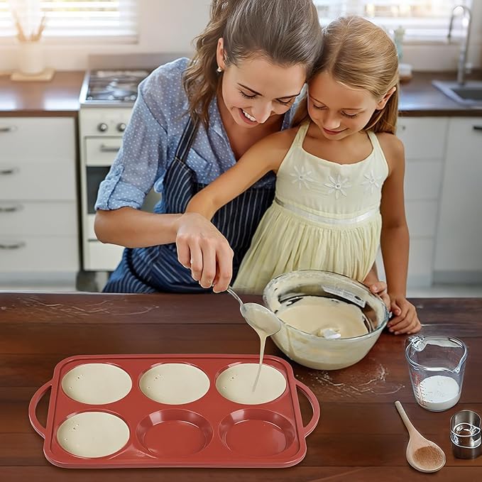 JOERSH 4 Inch Jumbo Silicone Muffin Top Pan with Metal Frame, Non Stick Silicone Egg Mold for Oven, Large Whoopie Pie Baking Pan for English Muffin, Breakfast Sandwich, Egg Bite, Hamburger Bun Tart