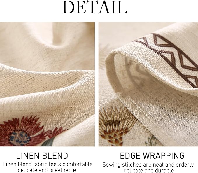 ISAENNE Designer Off White Linen Rectangular Tablecloth,Floral Elegant Table Cloth,Stain Resistant Vintage Decor Tablecloths for Dining Thanksgiving Kitchen Christmas,55"*87"-Serenity G