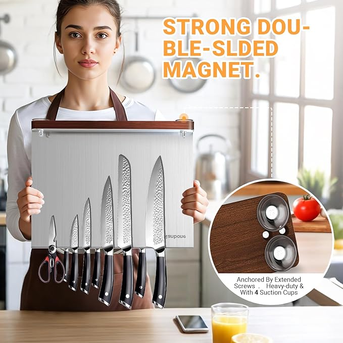 Home Kitchen Magnetic Knife Holder Without Knive Display Stand Magnetic Knife Block Rack Magnetic Stand with Strong Enhanced Magnet Multifunctional Storage Stainless Steel Knife Magnetic Strip