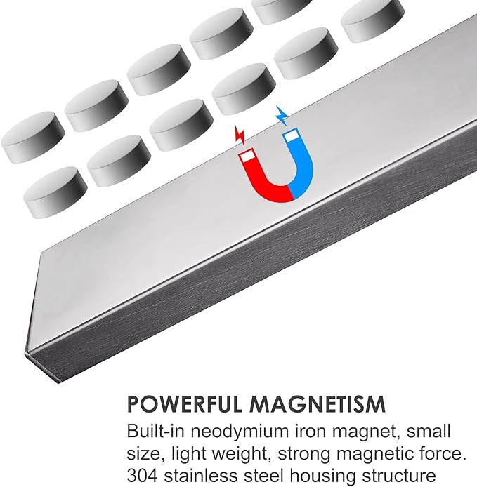 Enkrio Knife Magnetic Strip - Upgraded 15.7 Inch Stainless Steel Magnetic Knife Holder for Wall with 3M Type, Magnet Knife Strip Bar Rack for Kitchen Utensil & Tool Holder