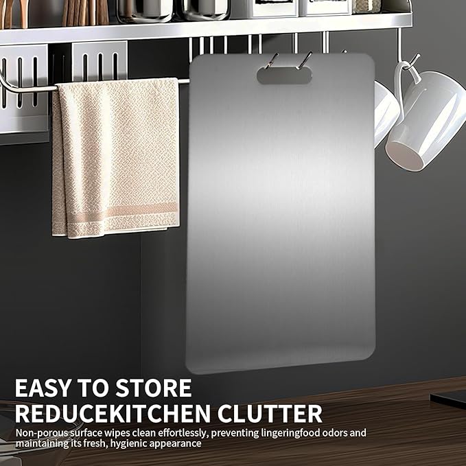 Katuchef Titanium Cutting Board 2025 New Upgrade Pure Titanium Cutting Boards for Kitchen Double Sided Cutting Boards Non Toxic,Hygiene Durable Chopping Board Suitable for Dishwasher Safe(13.38*9.05)