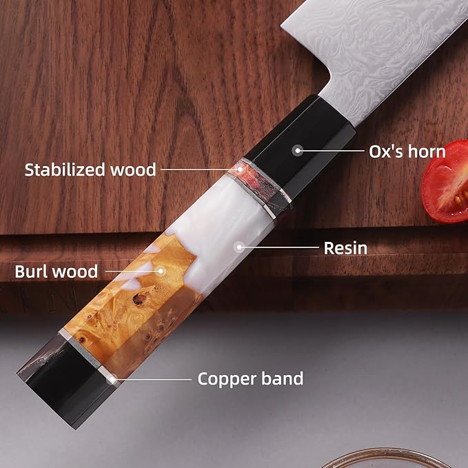 FINDKING 8 Inch Japanese Professional Chef Knife, Damascus Kitchen Blade for Sharp, Sturdy Cuts & Daily Cooking (BLACK-ROSE Series)