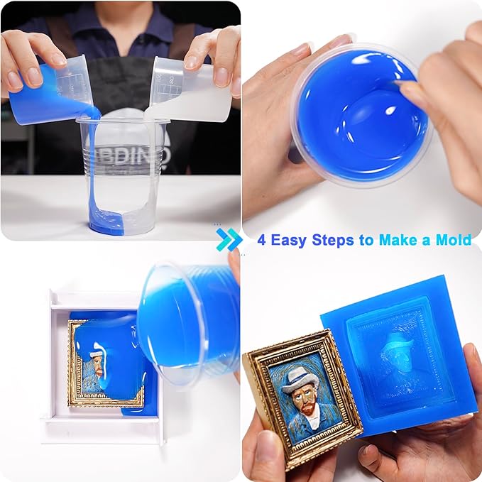 BBDINO Silicone Mold Making Kit, Liquid Silicone for Molds Making 30A Clear, High Strength Silicon Rubber 1 Gallon 8.8 Lbs 1:1 by Volume Ideal for Mold Casting of Resin/Jewelry/Candle/Concrete/Plaster