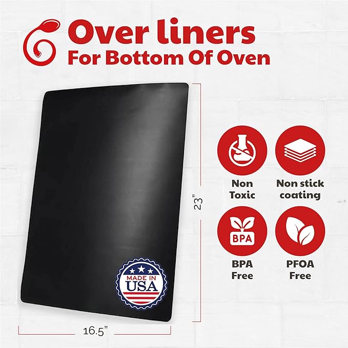 Cooks Innovations MADE IN USA Non-Stick Oven Protector Mat - Heavy Duty Nonstick Oven Rack Liners to Protect Convection, Electric, Gas, & Microwave Ovens - BPA & PFOA Free Heat Resistant Baking Mat