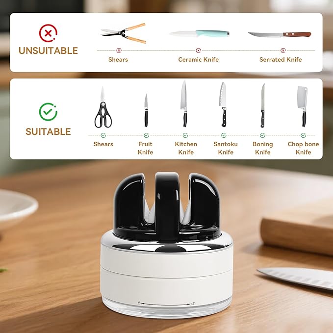 Hands Free Knife Sharpener with Suction Base Multi-Angle Pocket knives sharpene & Kitchen Knife Sharpener with Suction Base For All Knives: Chef’s, Serrated, and Hardened Steel