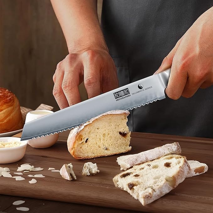 HOSHANHO Bread Knife 8 inch, Professional Japanese High Carbon Stainless Steel Serrated Bread Knife, Razor Sharp Bread Knife for Homemade Bread, Sourdough, Bagels, Cake