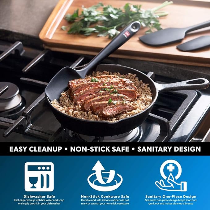 DI ORO Silicone Spoon Spatula - Forever Warranty - 600°F Heat-Resistant Large Silicone Spoonula Scraper - BPA Free Nonstick Cookware Safe Rubber Kitchen Utensil for Baking, Cooking, & Mixing (Teal)