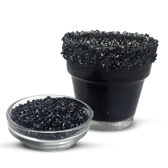 Snowy River Black, Cocktail & Margarita Sugar Rimmer - Vibrant Naturally Colored Sugar for Cocktail Rimming, Baking & Decorating, Medium Crystal - 80oz