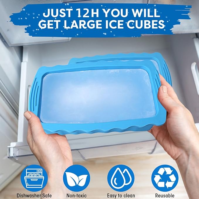 Haldane 5PC Extra Large Ice Block Mold 15LB Ice Cube Bricks Maker Molds for Cold Plunge/Coolers, Reusable Ice Bath Water Chiller, Thick Silicone Ice Bath Accessories Blue