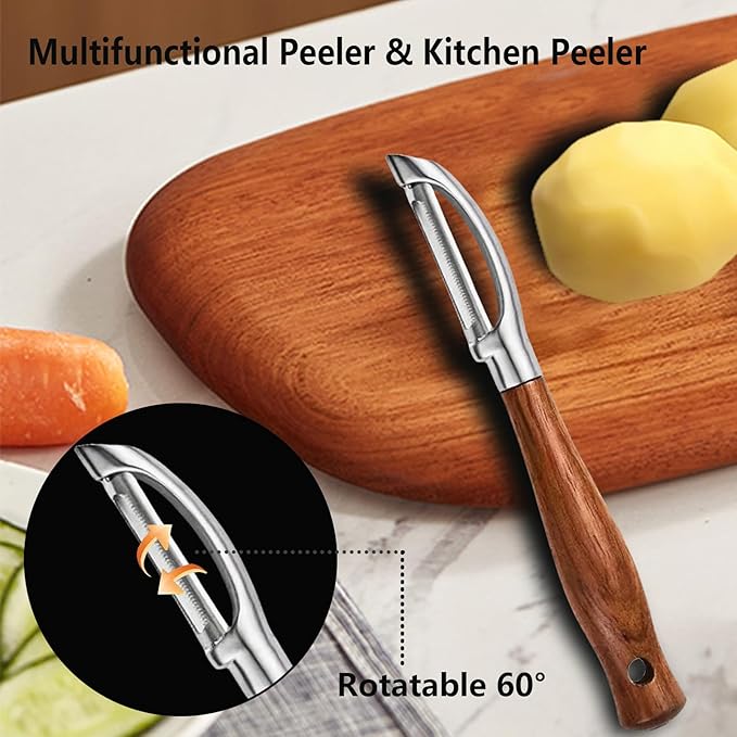 Professional Potato Peeler,Vegetable Peeler Stainless Steel,Carrot Peelers For Kitchen There Are Sharp Swivel Blades And Natural Anti Slip Wooden Handle,For Fruit And Vegetable Peeler