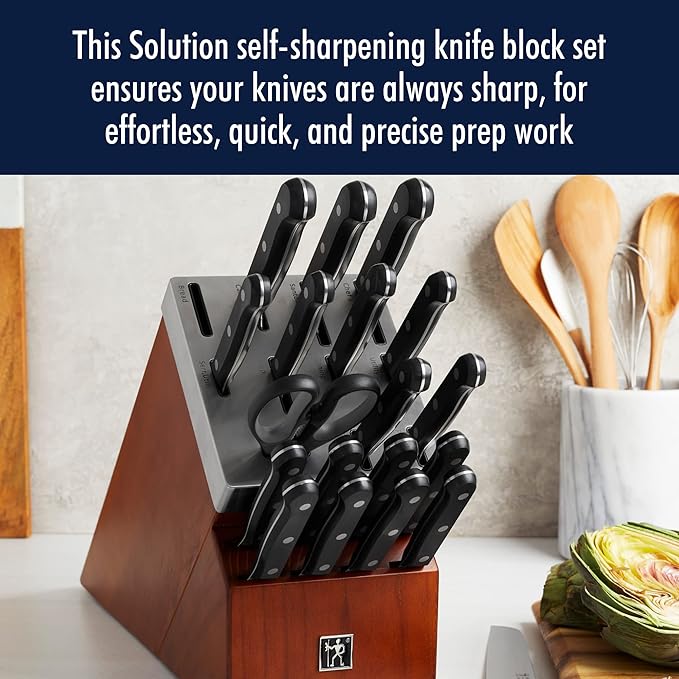 HENCKELS Solution Razor-Sharp 20-pc Knife Set, Chef Knife, Bread Knife, Steak Knife, German Engineered Informed by 100+ Years of Mastery