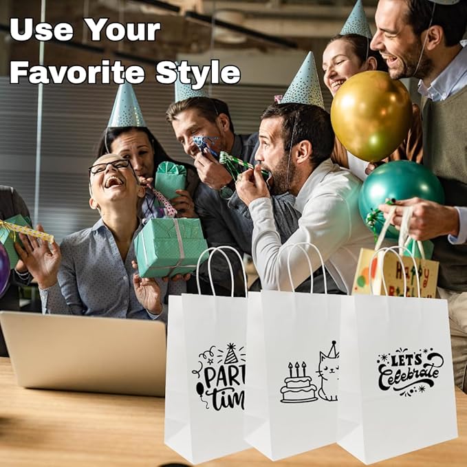 ASSUREPAK White Paper Bags - 250 Bags - 13"x7"x17" - 74 LB Weight basis (110 GSM strong) Twisted Handle - Gift Bags for Decorating, Birthdays & Events - 13717WHITEPAPTHDL