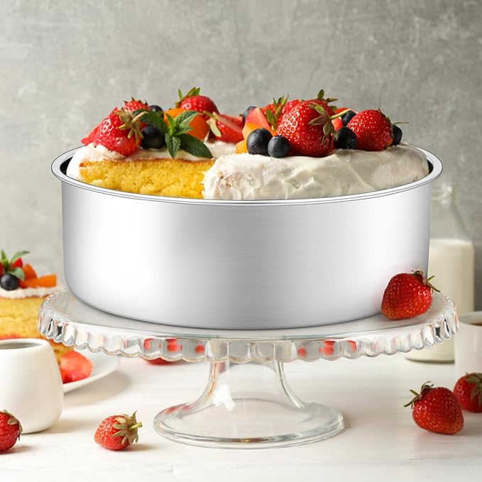 Leonyo 6 Inch Round Cake Pans Set of 3, Stainless Steel Round Layer Cake Baking Pans, Metal Baking Tins for Wedding Birthday, Even Heating, Non Toxic & Healthy, Heavy-Duty, Dishwasher