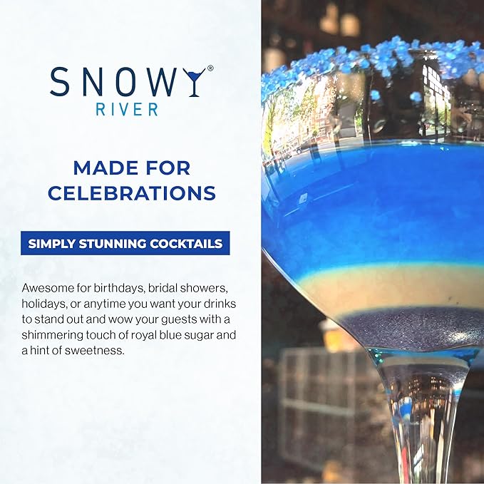 Snowy River Royal Blue, Cocktail & Margarita Sugar Rimmer - Vibrant Color Glass Rimming Sugar with Medium Crystal Texture - 4oz