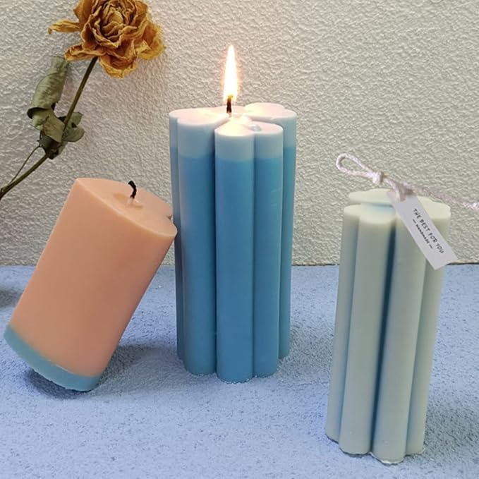 Four Leaf Clover Cylinder Silicone Candle Mold Silicone Soap Mold Fondant Chocolate Cake Candy Mould Epoxy Resin Casting Mold DIY Wax,Polymer Clay