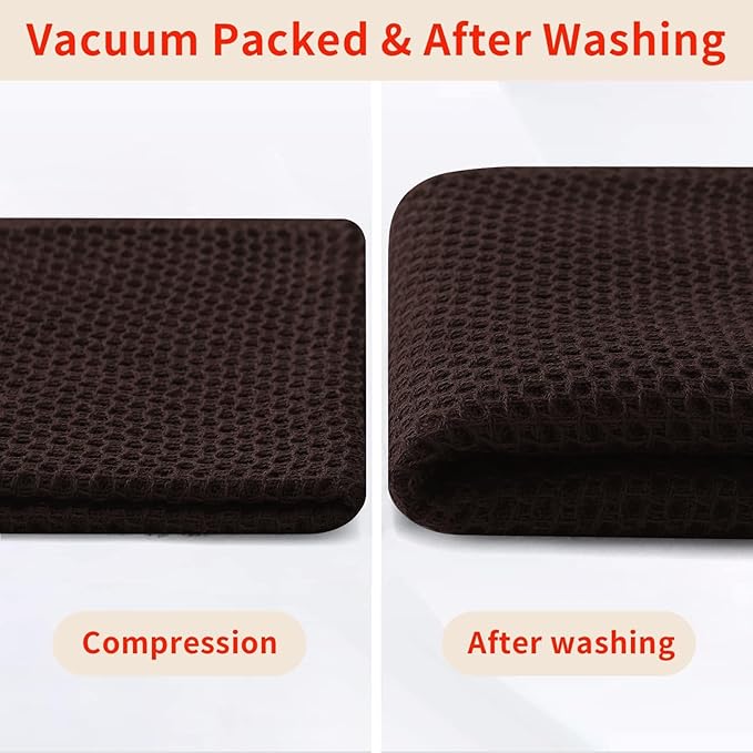 Homaxy 100% Cotton Waffle Weave Kitchen Dish Cloths, Ultra Soft Absorbent Quick Drying Dish Towels, 12 x 12 Inches, 6-Pack, Dark Brown