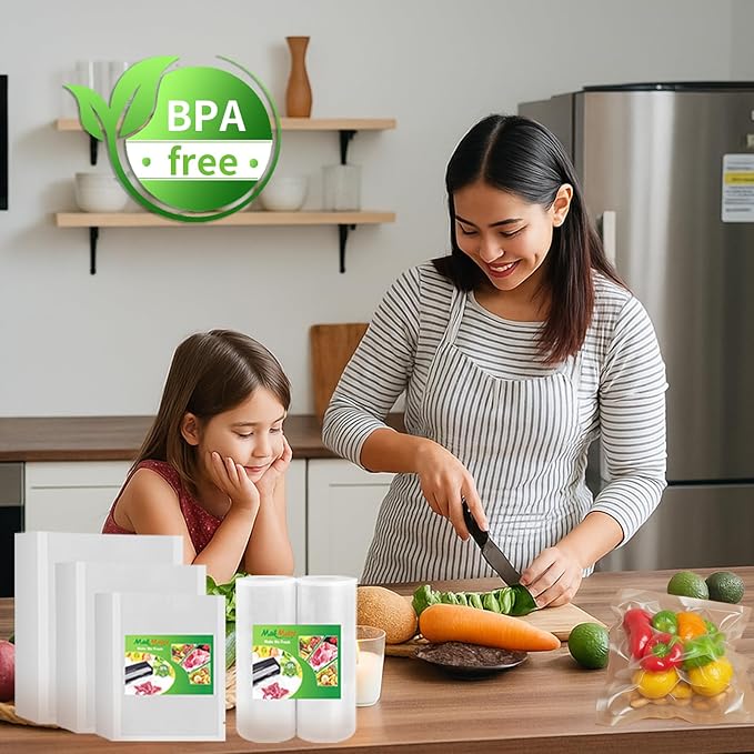 MakMeFre 300 Pint Size 6" x 10" Vacuum Sealer Bags with BPA Free and Heavy Duty,Great for Food Storage Vaccume Sealer PreCut Bag