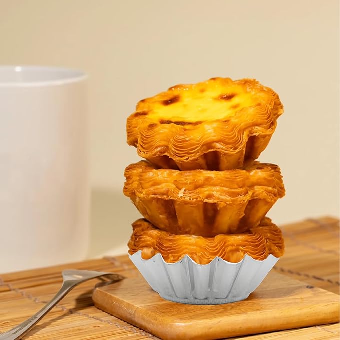 pson 20Pcs 2.95 Inch Egg Tart Molds, Non-Stick Aluminum Mini Tart Pans for Baking Tarts, Pies, Cupcakes, Muffins, Pudding, and Desserts