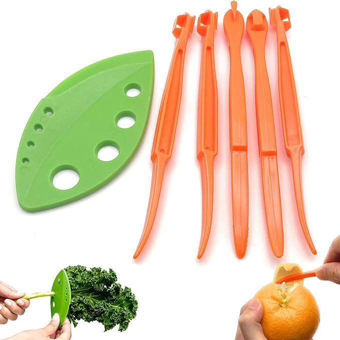 Herb Stripper and Orange Peeler Tool, Herb Stripper Tool for LooseLeaf Kale Chard Collard Greens, Citrus Peeler for Oranges Kiwi Banana Fruit Cutter Opener Slicer, Kitchen Gadgets