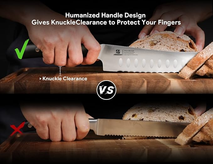 Resharpenable Bread Knife, 10 Inch Multifunction Serrated Knife for Homemade Bread, Razor Sharp Sourdough Slicing with Innovative Wavy Edge for Efficient Cutting, Baking & Wedding Gifts