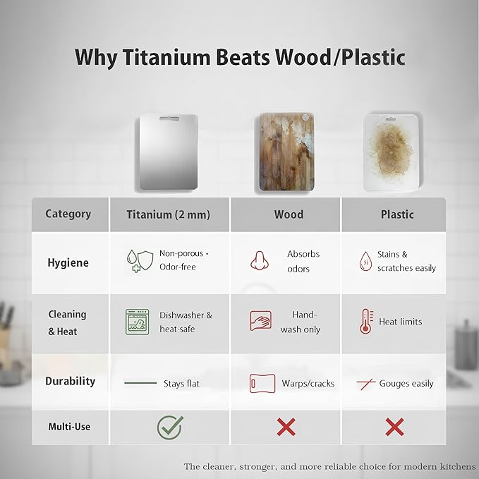 Large Titanium Cutting Board 18x12-2 Mm, 100% Pure Titanium Cutting Boards For Kitchen, Stays Flat & Odor-resistant, Non-porous, Dishwasher-safe, Reversible - Multi-use: Pastry, Prep & Serve, Bbq.