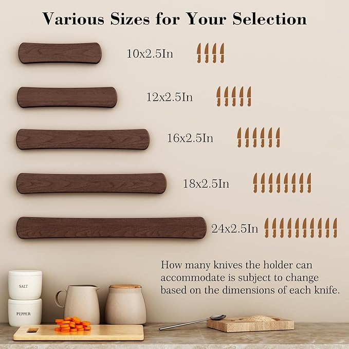 Magnetic Knife Holder for Wall, 18 Inch Wood Strong Magnetic Knife Strip, Housewarming Gifts for New Home, Kitchen Storage Space Savers, Farmhouse Kitchen Utensil Organizer Essentials