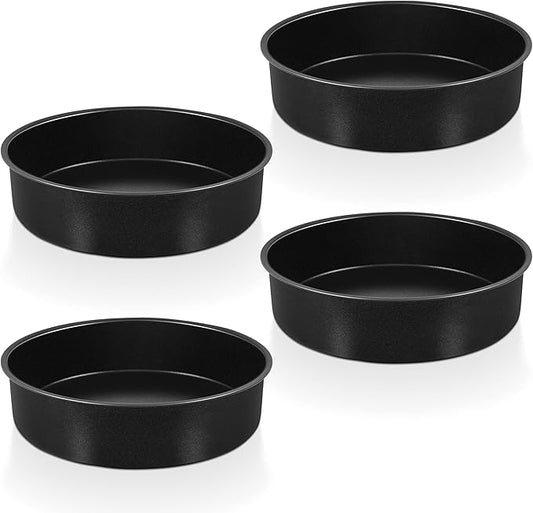 P&P CHEF Non-stick Cake Pan Set of 4, 8 Inch Round Baking Cake Pans Tins for Tier Smash Cakes, Non-Toxic & Solid, Stainless Steel Core & Leak-Proof, 4Pcs