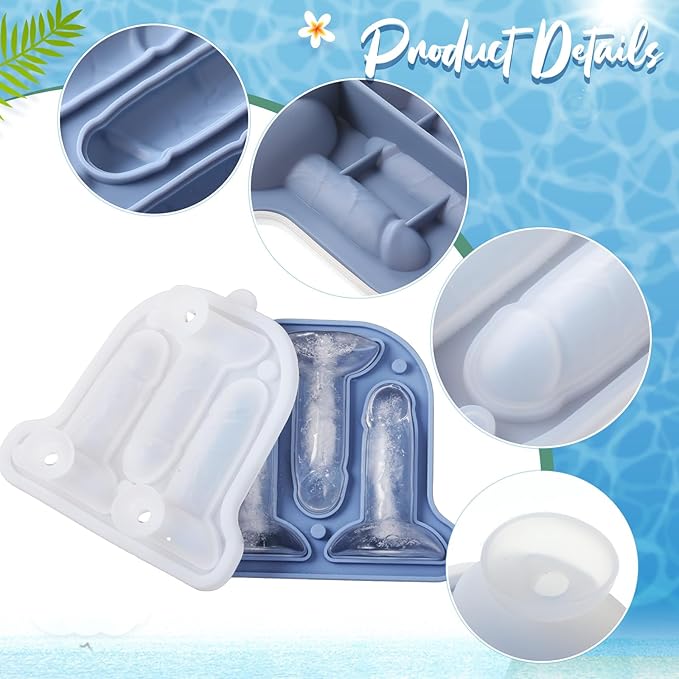 Hoolerry Ice Cube Molds Cube Trays Fun Shapes Silicone Ice Ball Maker with Lid for Whiskey Cocktails Juice Drinks Beverage Crafting Accessories White Elephant Gifting(Blue,Classic Style)