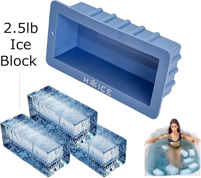 2-Pack HYICE ice block mold, Heavy Duty Silicone ice cube tray, Stackable Design, Easy Ice Removal, Non-Stick, Extra Large Blocks for Cold Plunge, 2.5 lb, Pack of 2, Light Blue