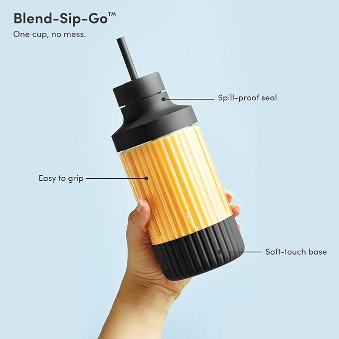 Beast Mighty 850 | Premium Compact Personal Blender | Smoothies, Shakes, Dressings, Sauces, Desserts, Dips | Blends Ice and Frozen Fruit | Includes Extra Lids and Straws | 850W (Carbon Black)