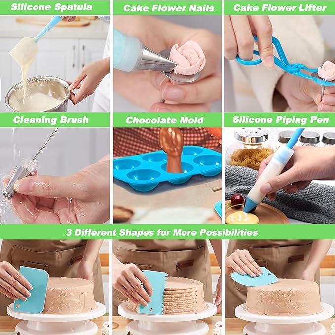 Suuker Cake Decorating Tools Supplies Kit, 236 Pieces Baking Accessories with Storage Case, Frosting Piping Kit, Piping Bags and Tips Set with 36 Numbered Piping Tips, Pastry Bags for Cake
