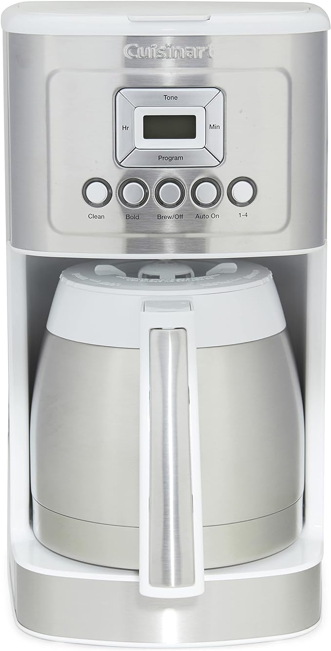 Cuisinart 12-Cup Coffee Maker with Thermal Coffee Carafe, Stainless Steel, Programmable Large Capacity Drip Coffee Machine for Home or Office, DCC-3400W, White