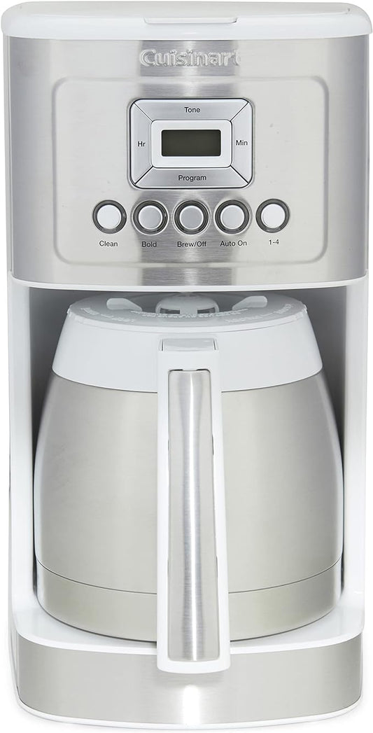 Cuisinart 12-Cup Coffee Maker with Thermal Coffee Carafe, Stainless Steel, Programmable Large Capacity Drip Coffee Machine for Home or Office, DCC-3400W, White
