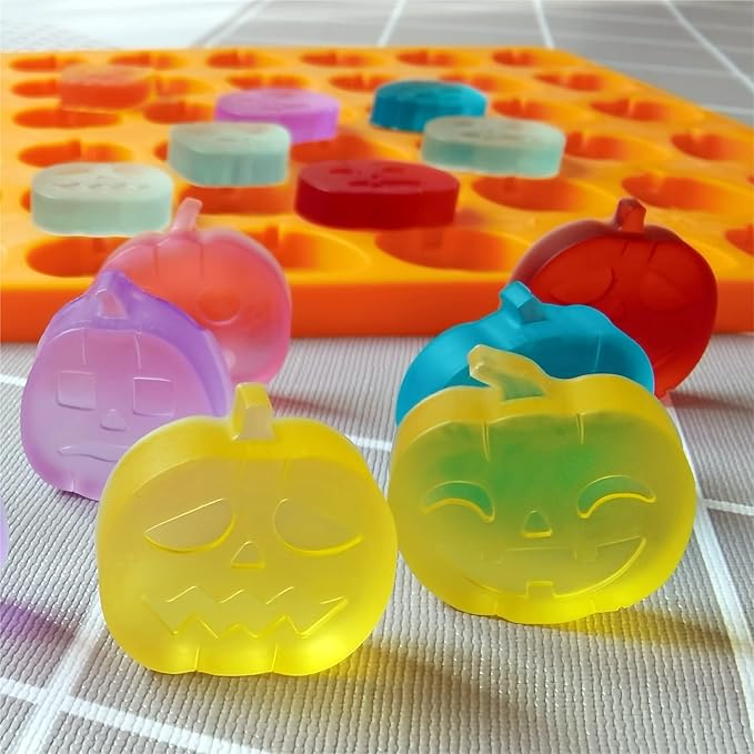 Pumpkin Silicone Molds for Halloween Candy, Chocolate, Gummy and Halloween decor, Jack O Lantern Candy Mold with Scraper (1 PCS pumpkin)