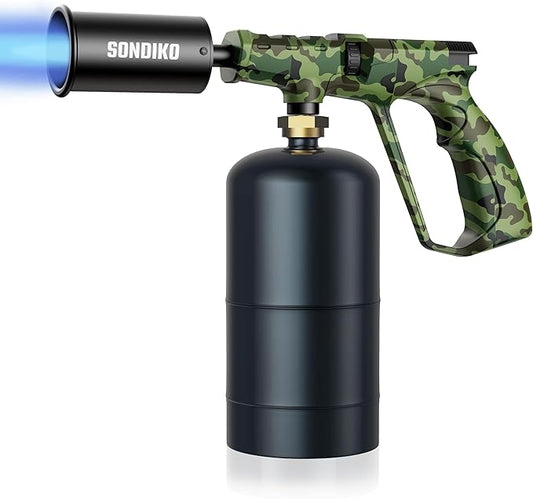Sondiko Propane Torch Head, Powerful Kitchen Torch for Cooking, BBQ, Sous Vide and Steak Searing, Adjustable Blow Torch - Perfect Campfire Charcoal Starter, Gas Welding Kit(Propane Tank Not Included)