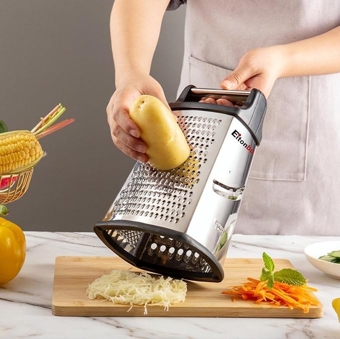 Multifunctional Stainless Steel Grater Slicer with Handle, Large 4 Sides Cutter for Ginger, Garlic, Cucumbers, Carrots, Cheese, Potato，Dishwasher Safe （ Mint）